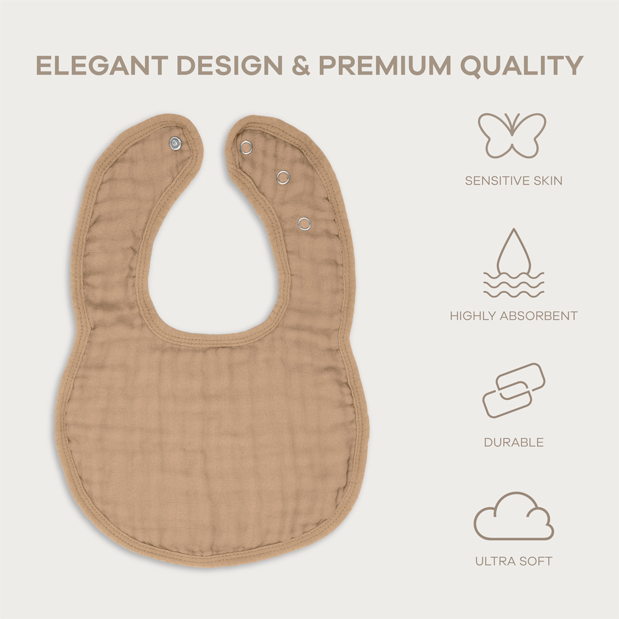 Comfy Cubs Muslin Bibs with Adjustable Snaps (8 Pack) - Cedar, 8.