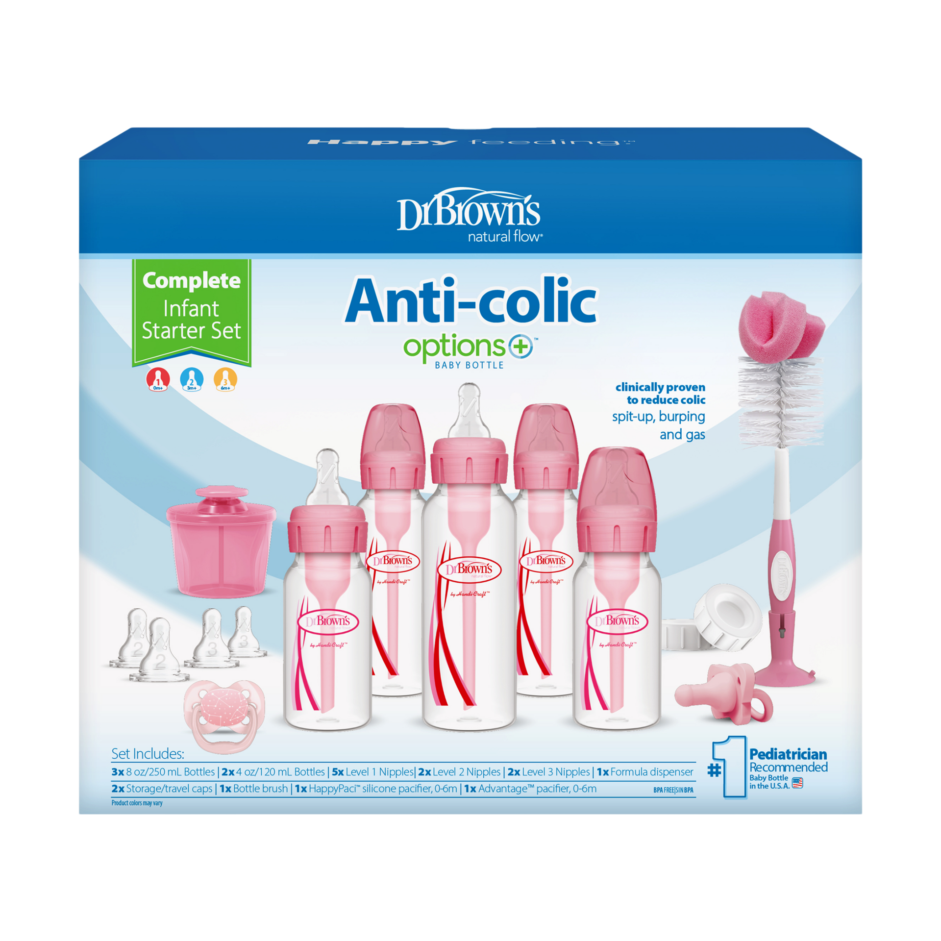 Dr. Brown's Options+ Narrow Bottle Infant Starter Gift Set - Pink.