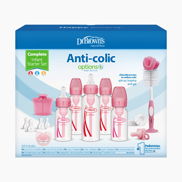Dr. Brown's Options+ Narrow Bottle Infant Starter Gift Set - Pink.