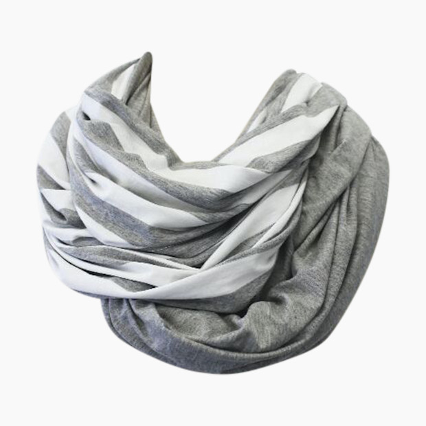 Itzy Ritzy Nursing Happens Infinity Breastfeeding Scarf - Heather Grey And White.