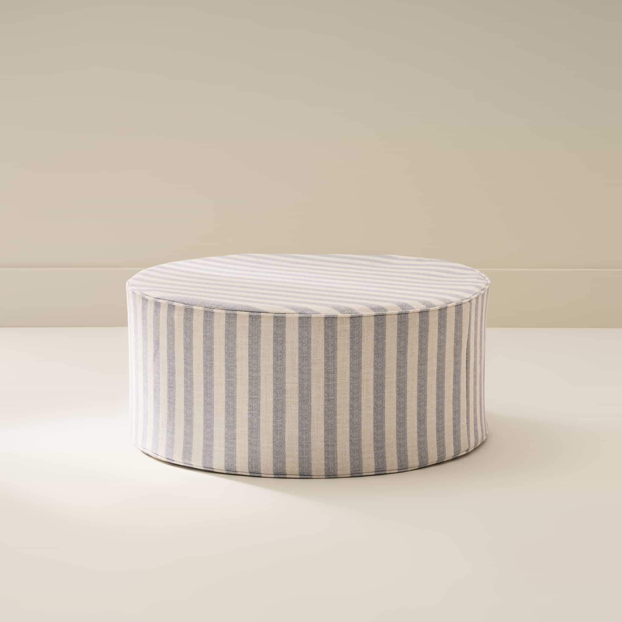 House of Noa Ottoman - Bennett Ivory & Sky, Large.