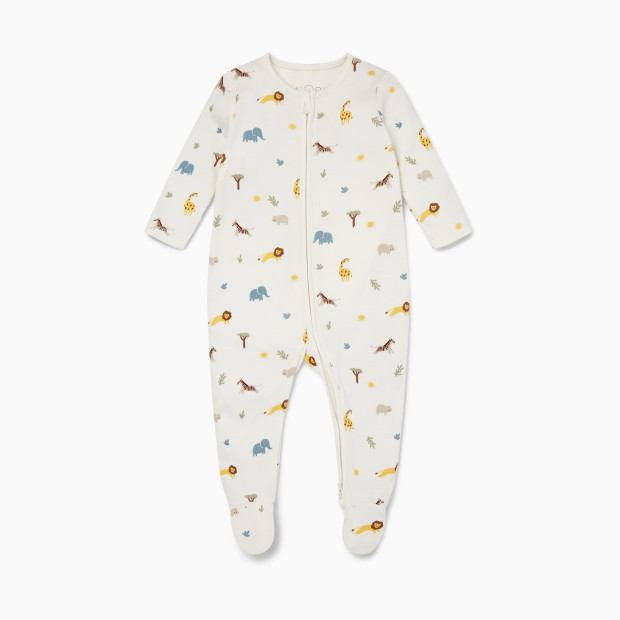 MORI Printed Zip Baby Pajamas - Safari, 0 -3 M.