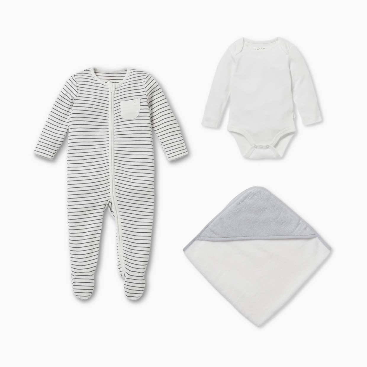 MORI Soak & Sleep Set - Grey Stripe, 0-3m, 3.