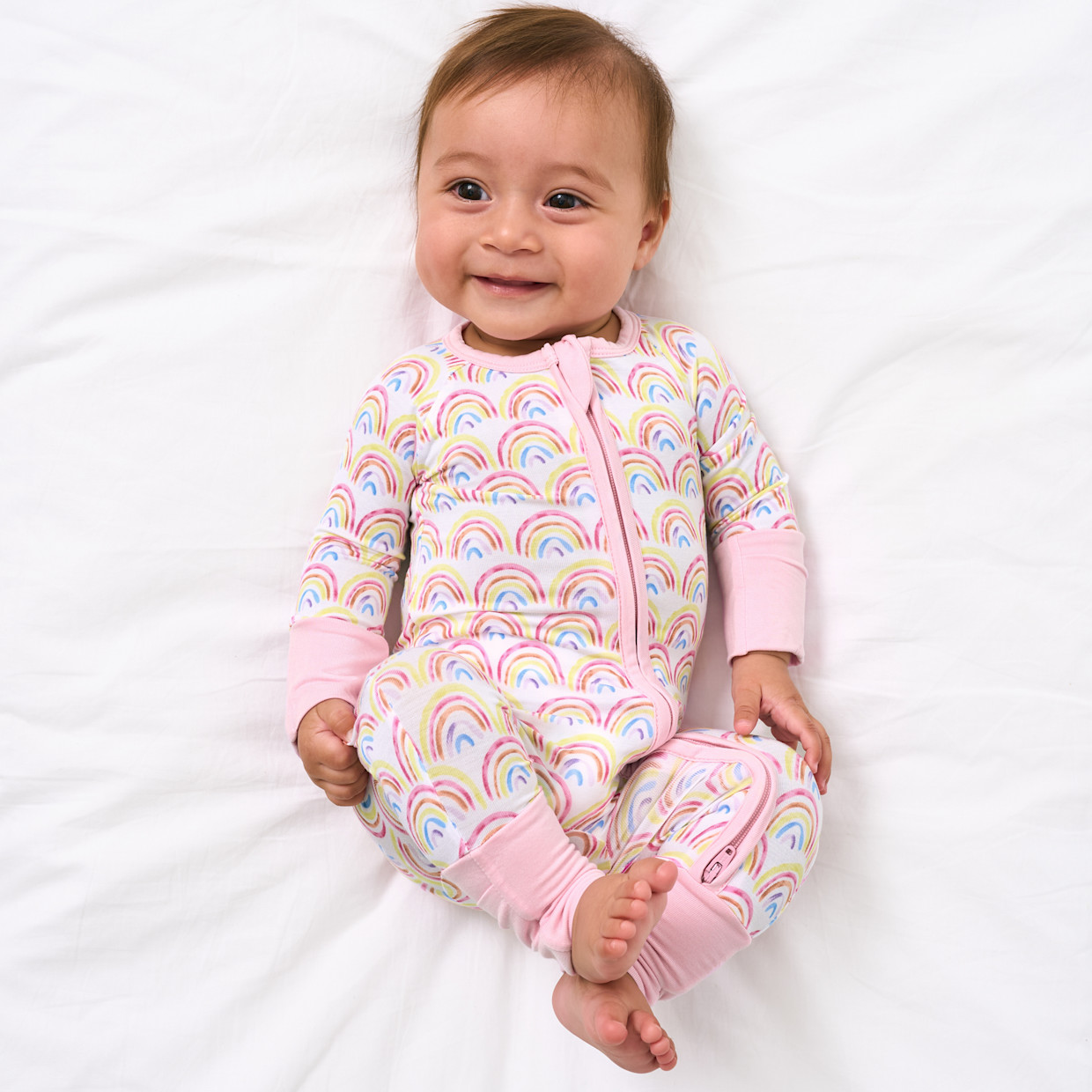 Little Sleepies Zippy - Pink Rainbows, Preemie.