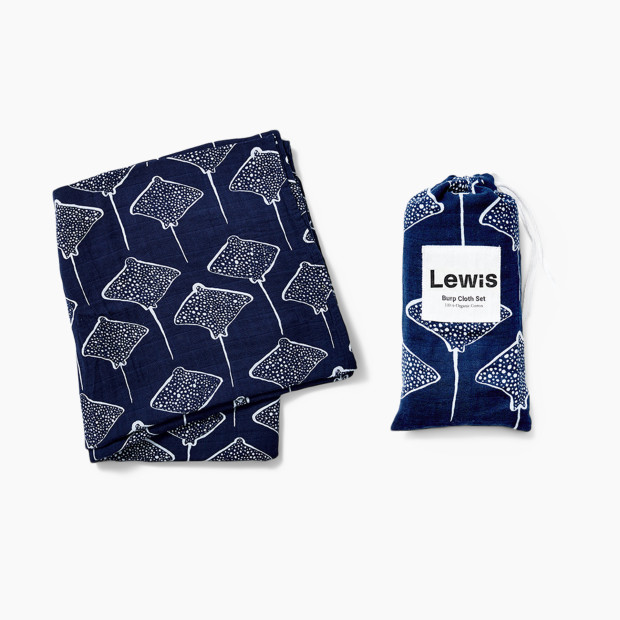 Lewis 100% Organic Muslin Swaddle + Burp Cloth Set - Stingray.