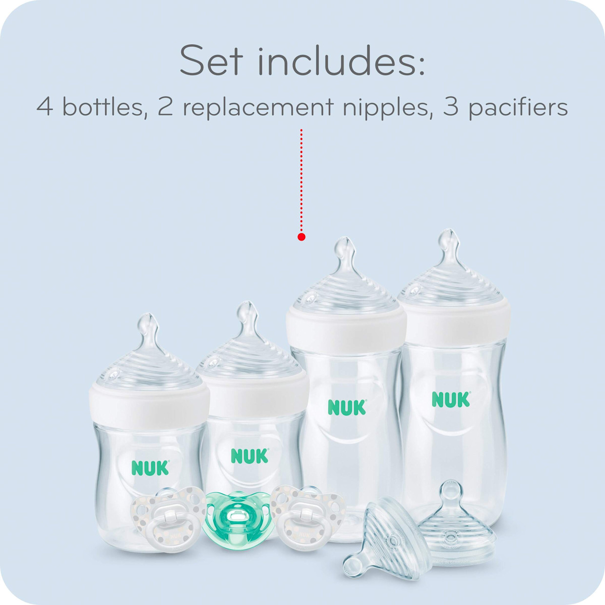 NUK Simply Natural Bottle with SafeTemp 9-Piece Gift Set - White.