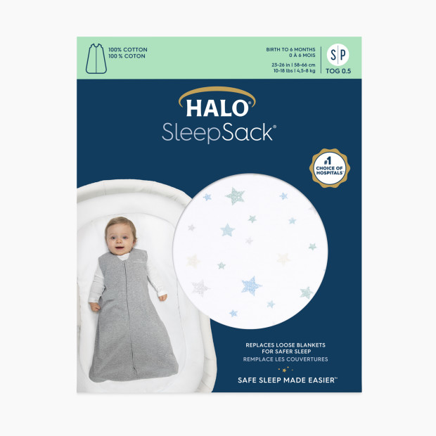 Halo SleepSack Wearable Blanket cotton - Blue Twinkle, Large.
