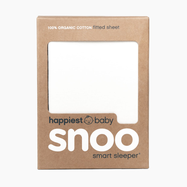 Happiest Baby 100% Organic Cotton SNOO Baby Bassinet Fitted Sheet - White.