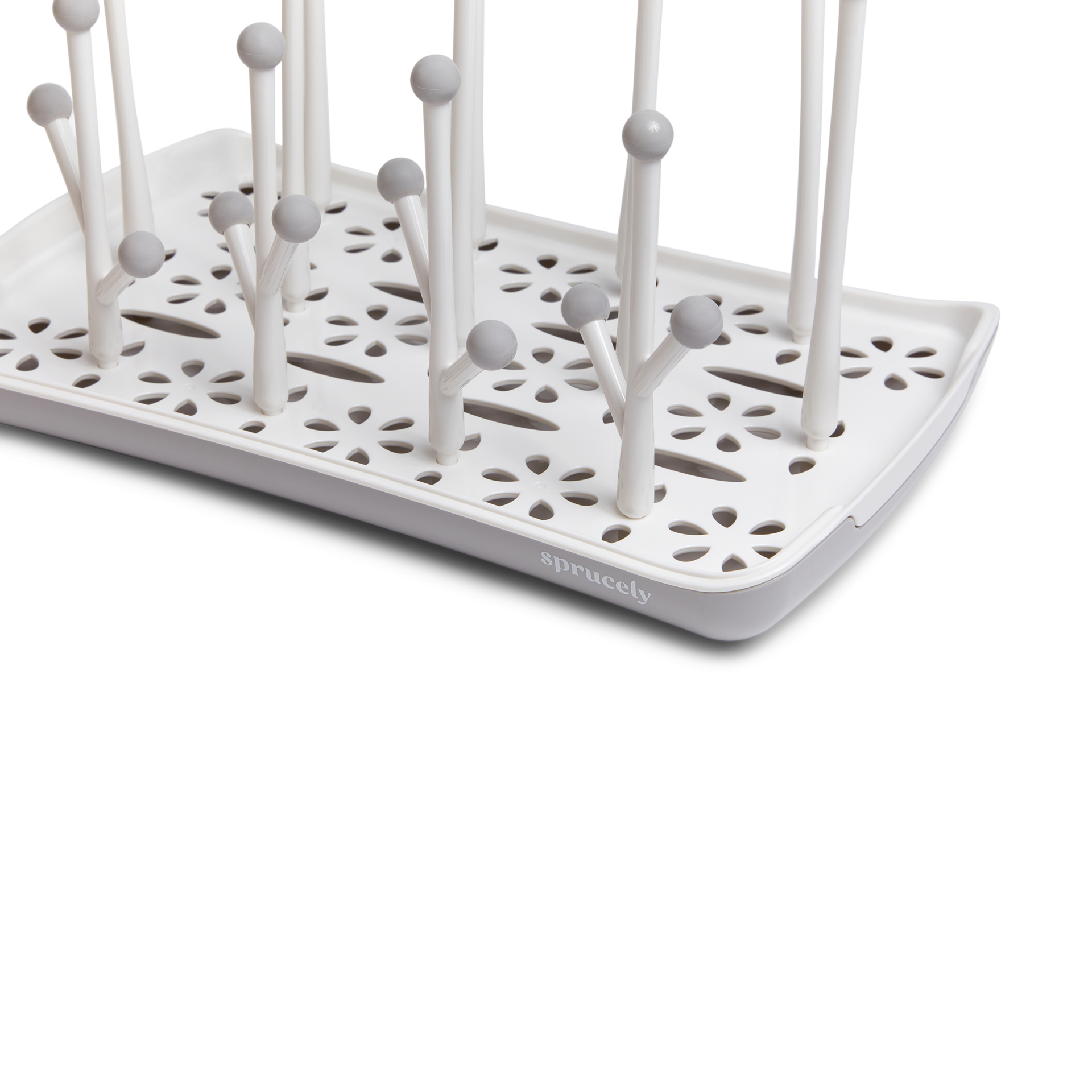 Sprucely Bottle Drying Rack - White/Grey.