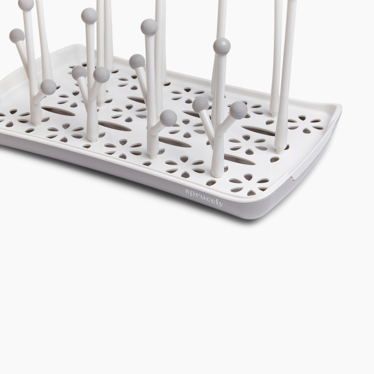 Sprucely Bottle Drying Rack - White/Grey.