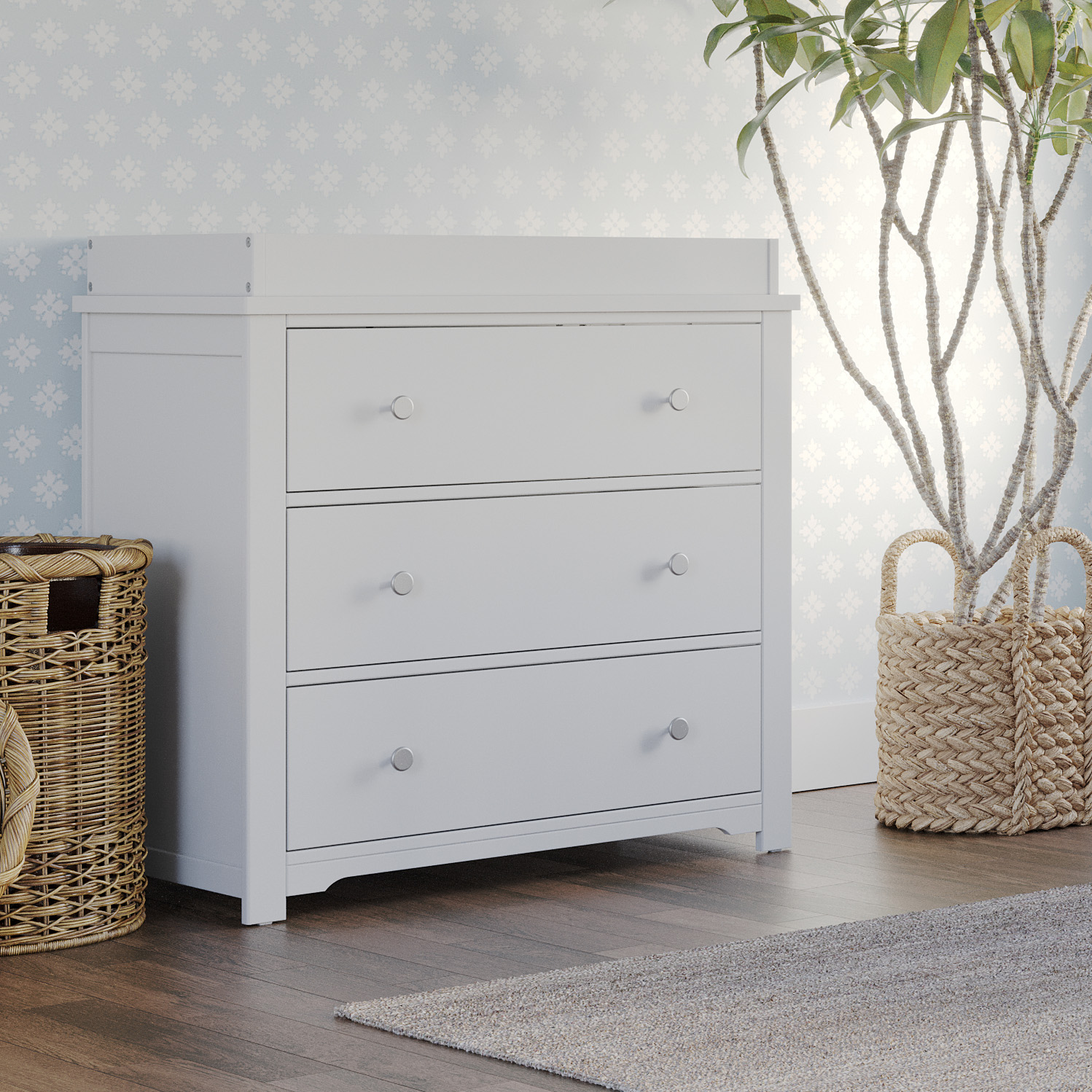 Child Craft Harmony 3-Drawer Dresser with Changing Table Topper - Matte White.