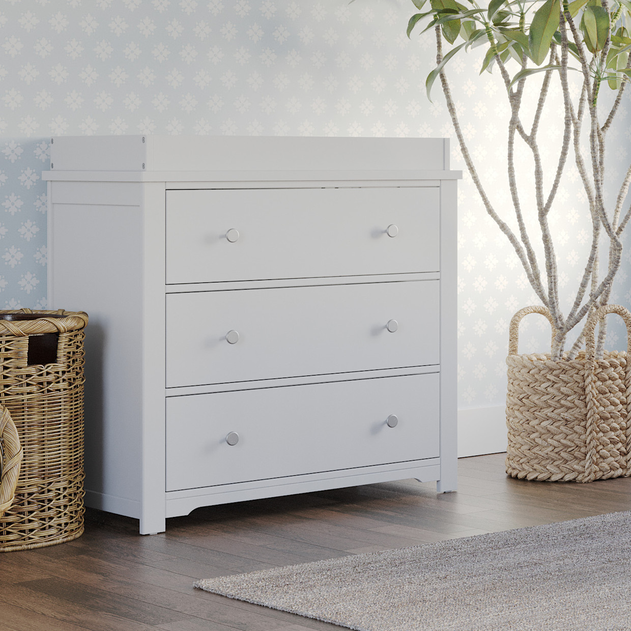 Child Craft Harmony 3-Drawer Dresser with Changing Table Topper - Matte White.