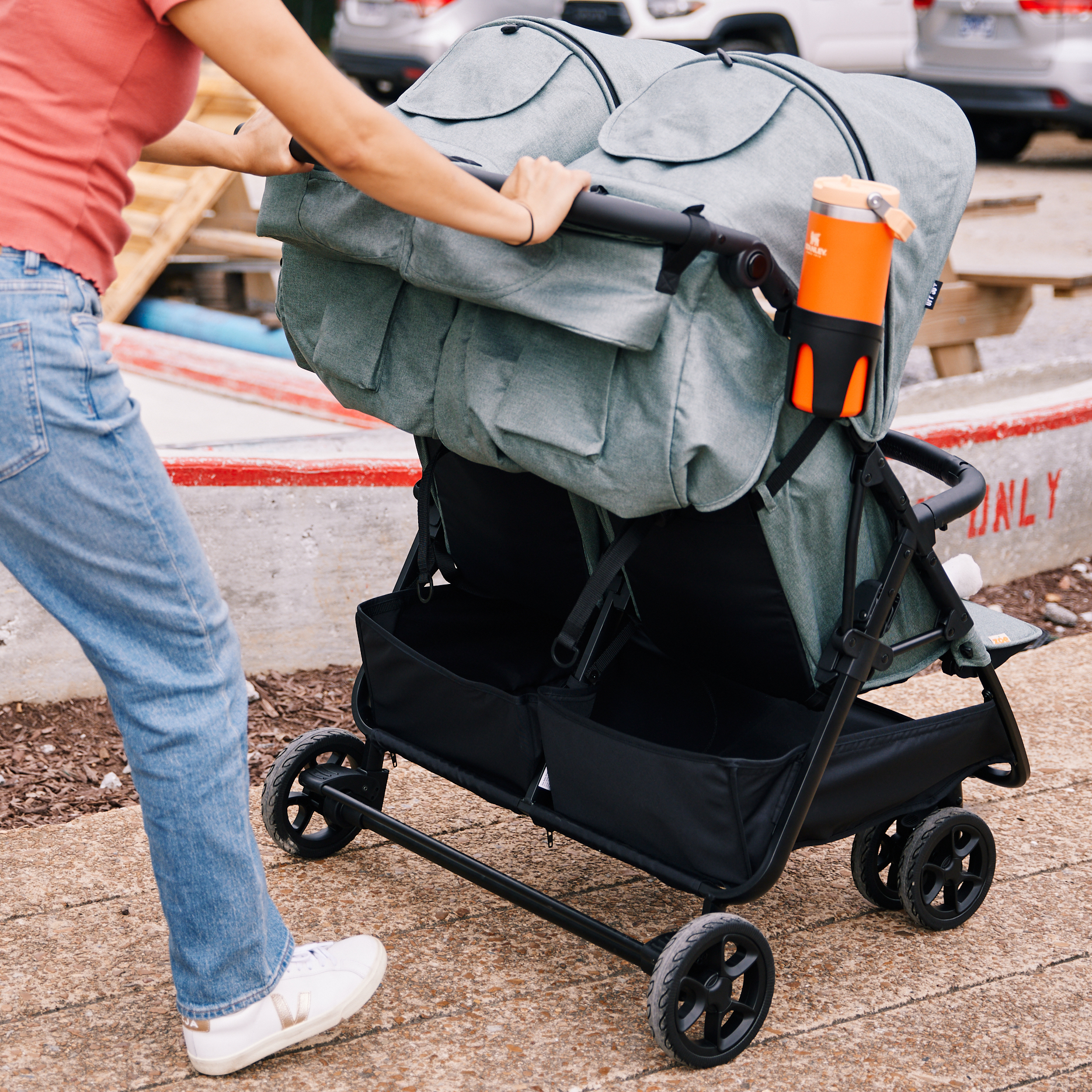 Zoe Double Stroller Organizer - Forest.