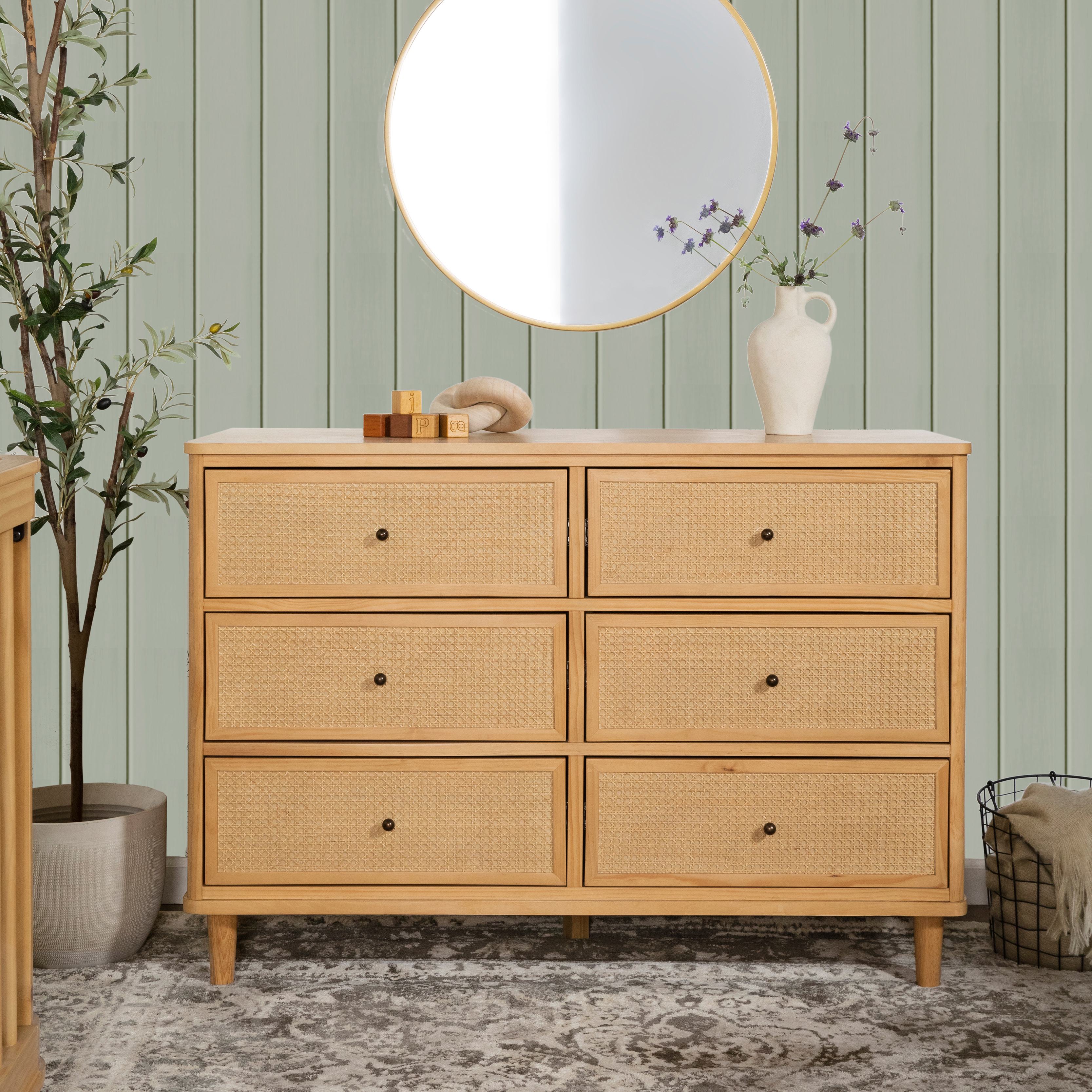 Namesake Marin 6 Drawer Dresser - Honey/Honey Cane.