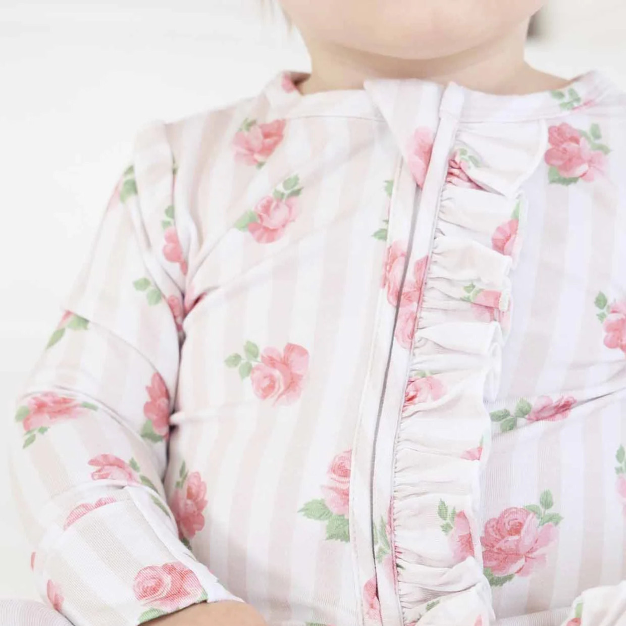 Caden Lane Ruffle Zipper Footie - Rosy & Cozy, 0-3 M.