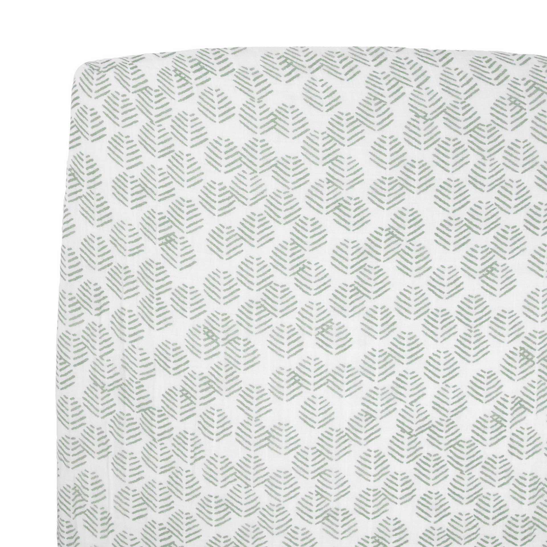 Little Unicorn Cotton Muslin Crib Sheet - Leaf Motif.