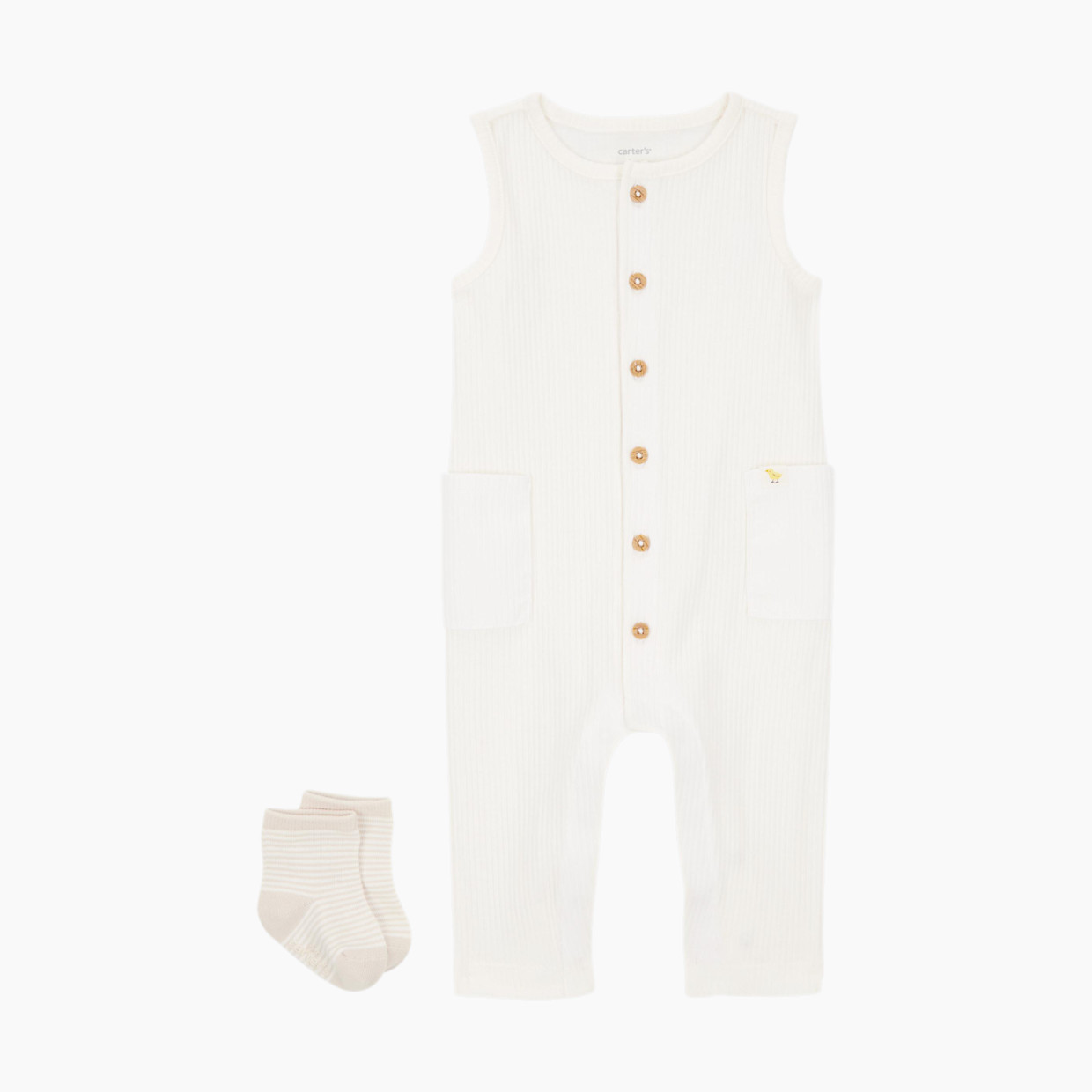 Carter's 2-Piece Jumpsuit & Socks Set - Gray, 3 M.