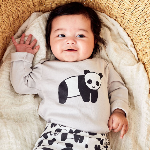 Tea Collection Bodysuit Baby Outfit - Lunar Rock/Panda, 0-3 Months.