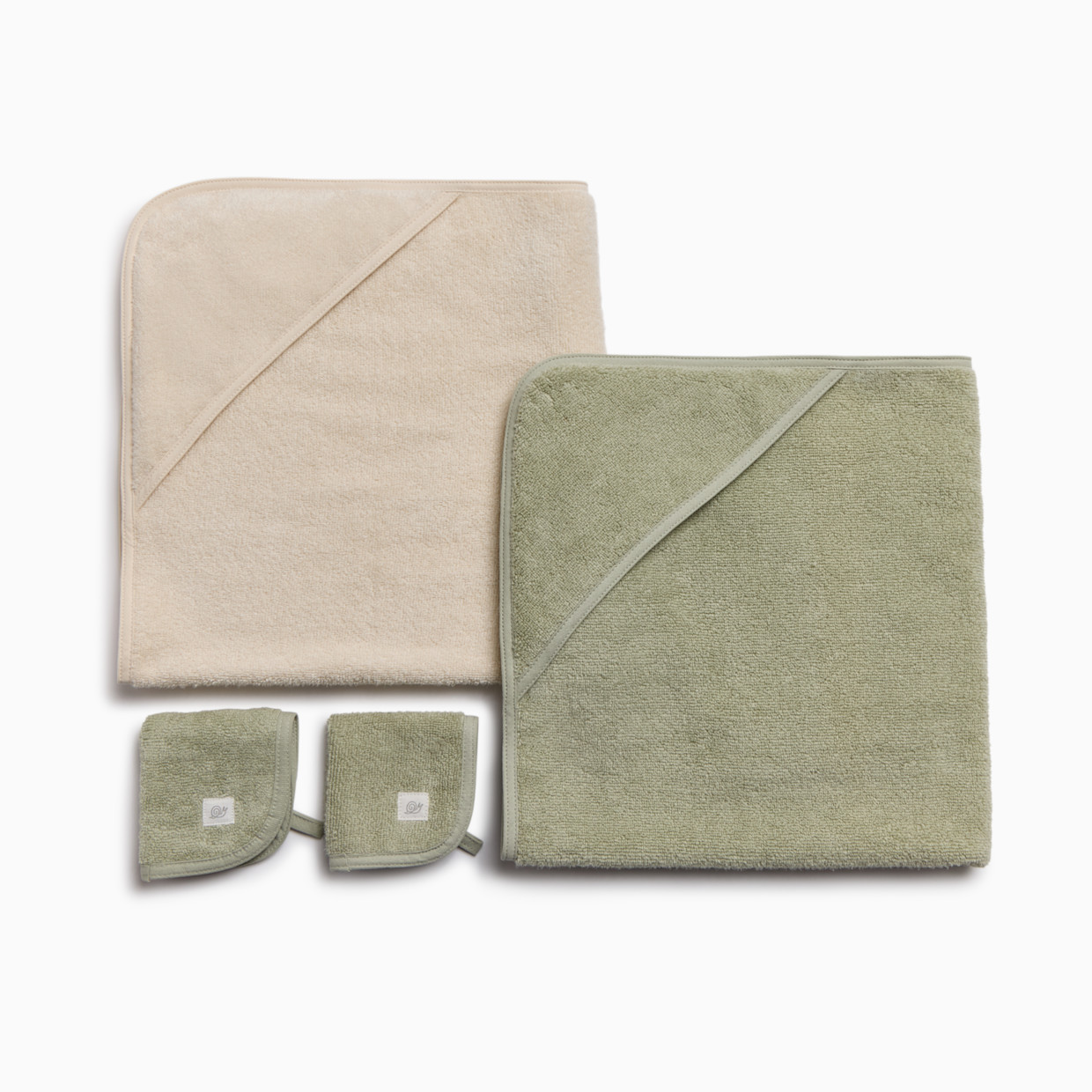 Tiny Kind Organic Bath and Towel Spa 4 Piece Set - Desert Sage/Antique White, 0-24 M.