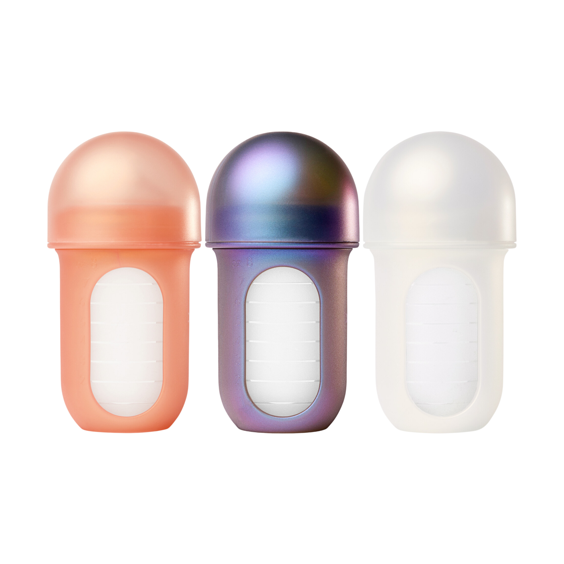 Boon NURSH Silicone Pouch Bottles - Metallic Multi Color, 8 Oz.