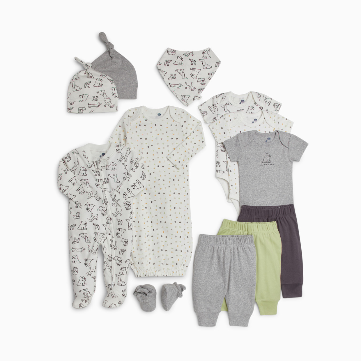 Small Story 12-Piece Essentials Layette Set - Crazy Dogs, 3-6 M.
