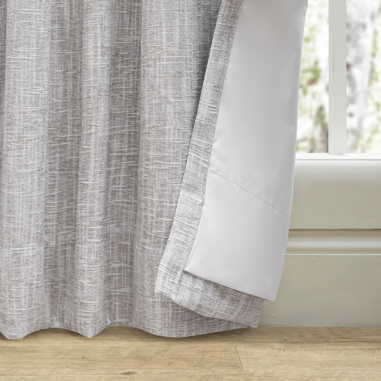 Ricardo Trading Haven Blackout Linen Curtain Panel - Light Grey, 52"W X 84"L.