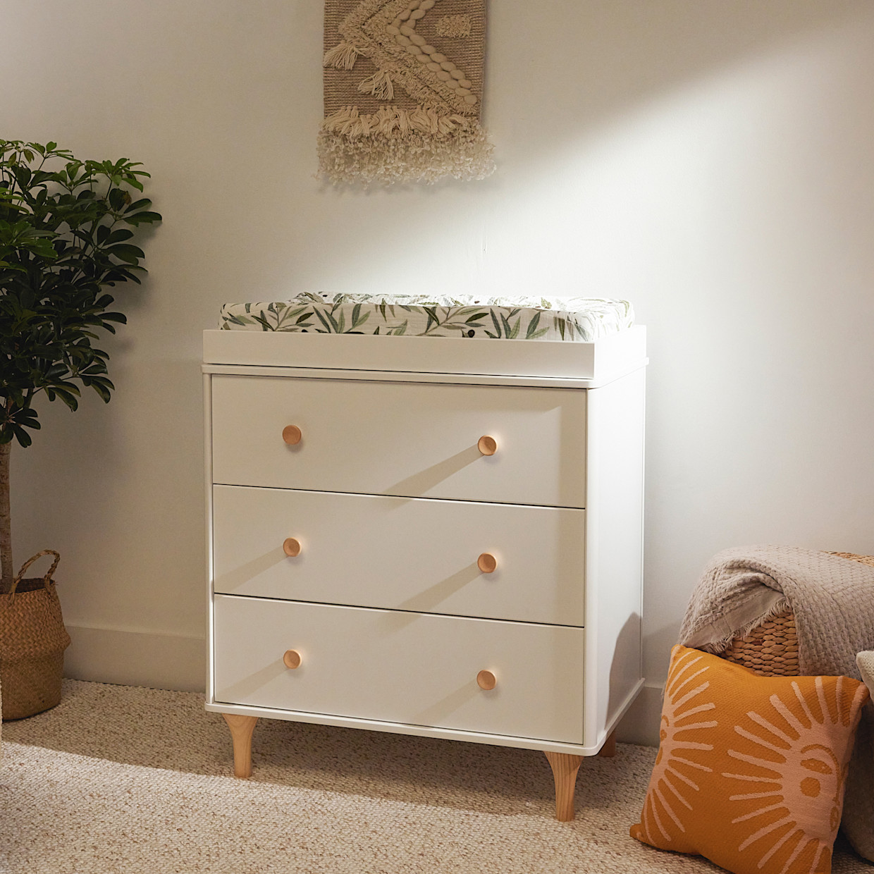 babyletto Lolly 3-Drawer Changer Dresser - White/Natural.