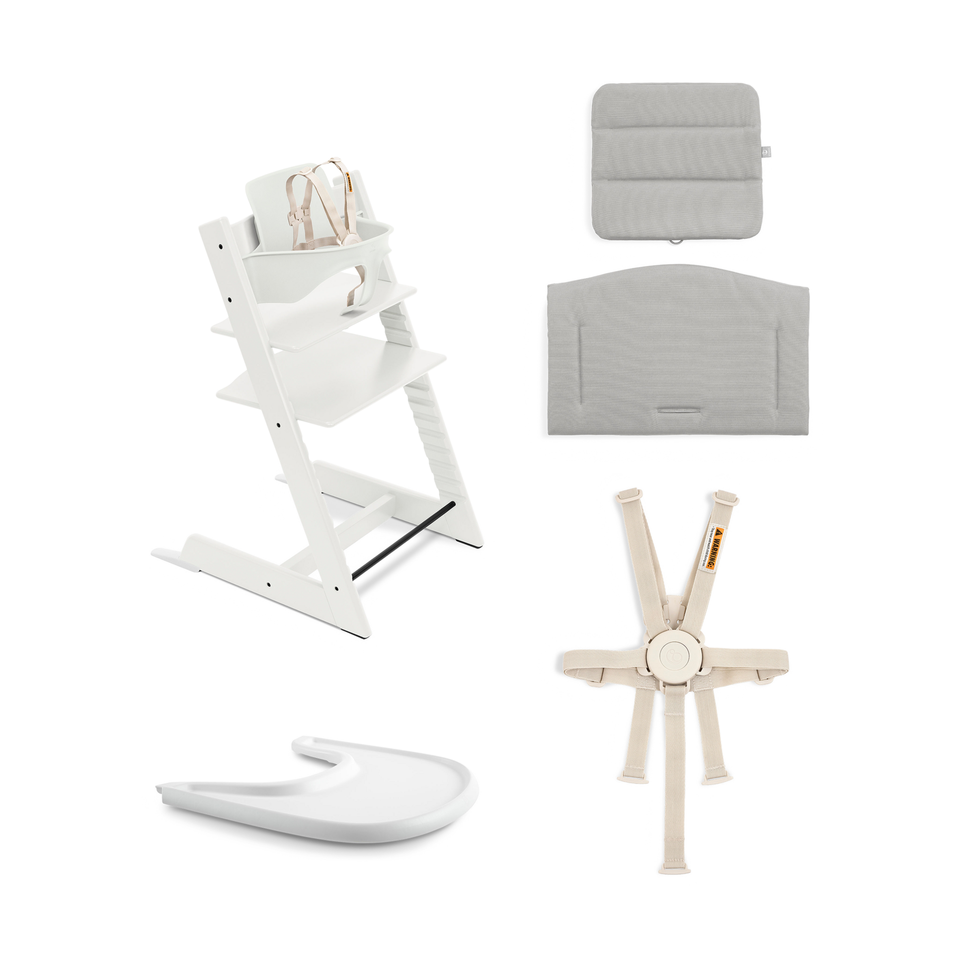 Stokke Tripp Trapp High Chair Complete² - White / Anthracite Cushion/ White Tray.