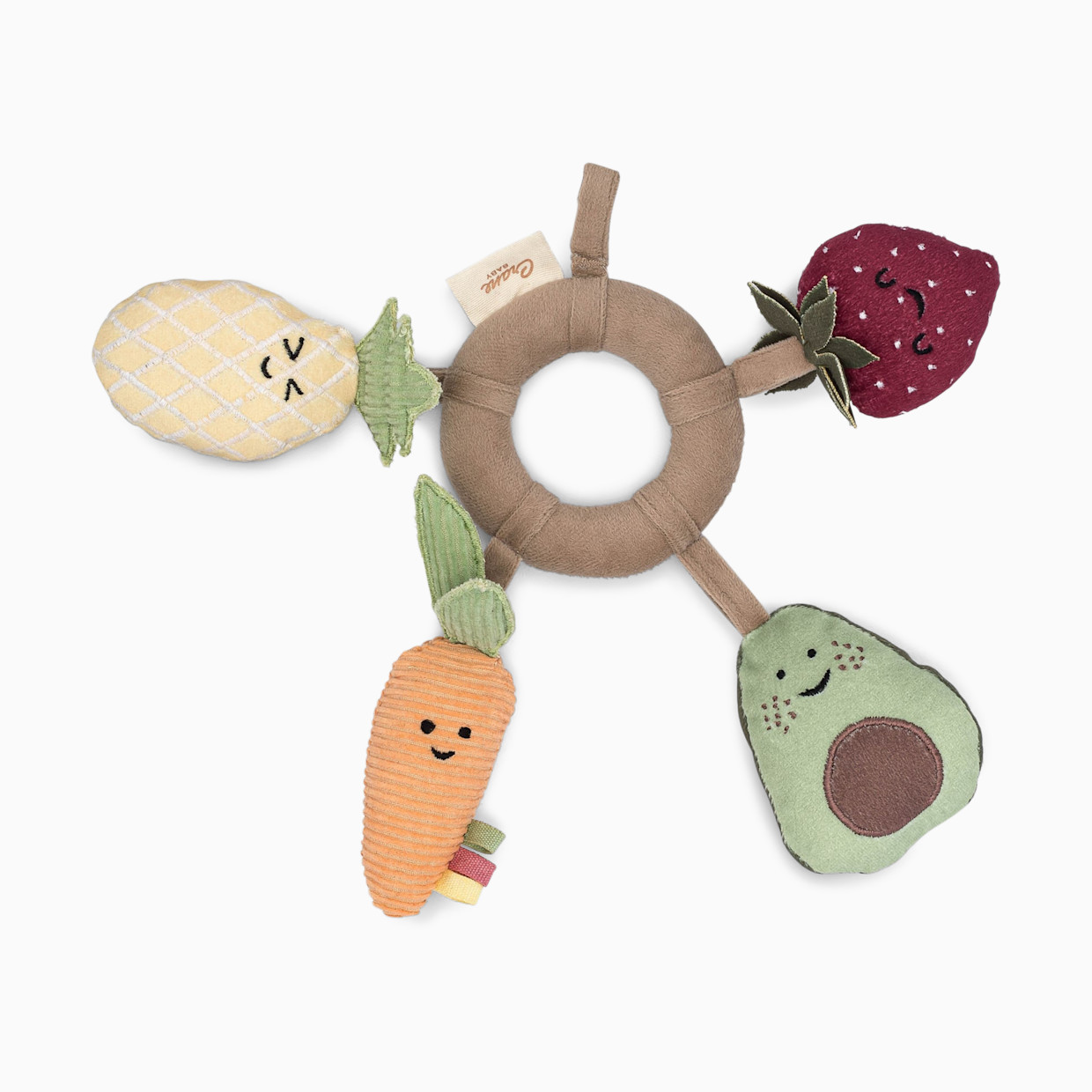 Crane Baby Soft Plush Activity Ring - Clementine Fruits & Veggies.