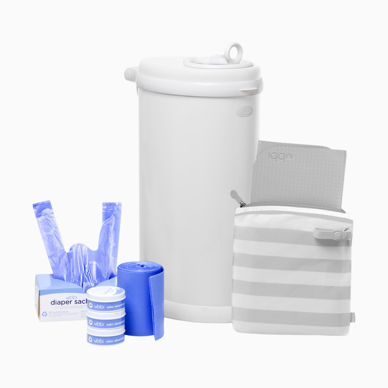 Ubbi Diaper Pail Value Gift Set - Matte White.