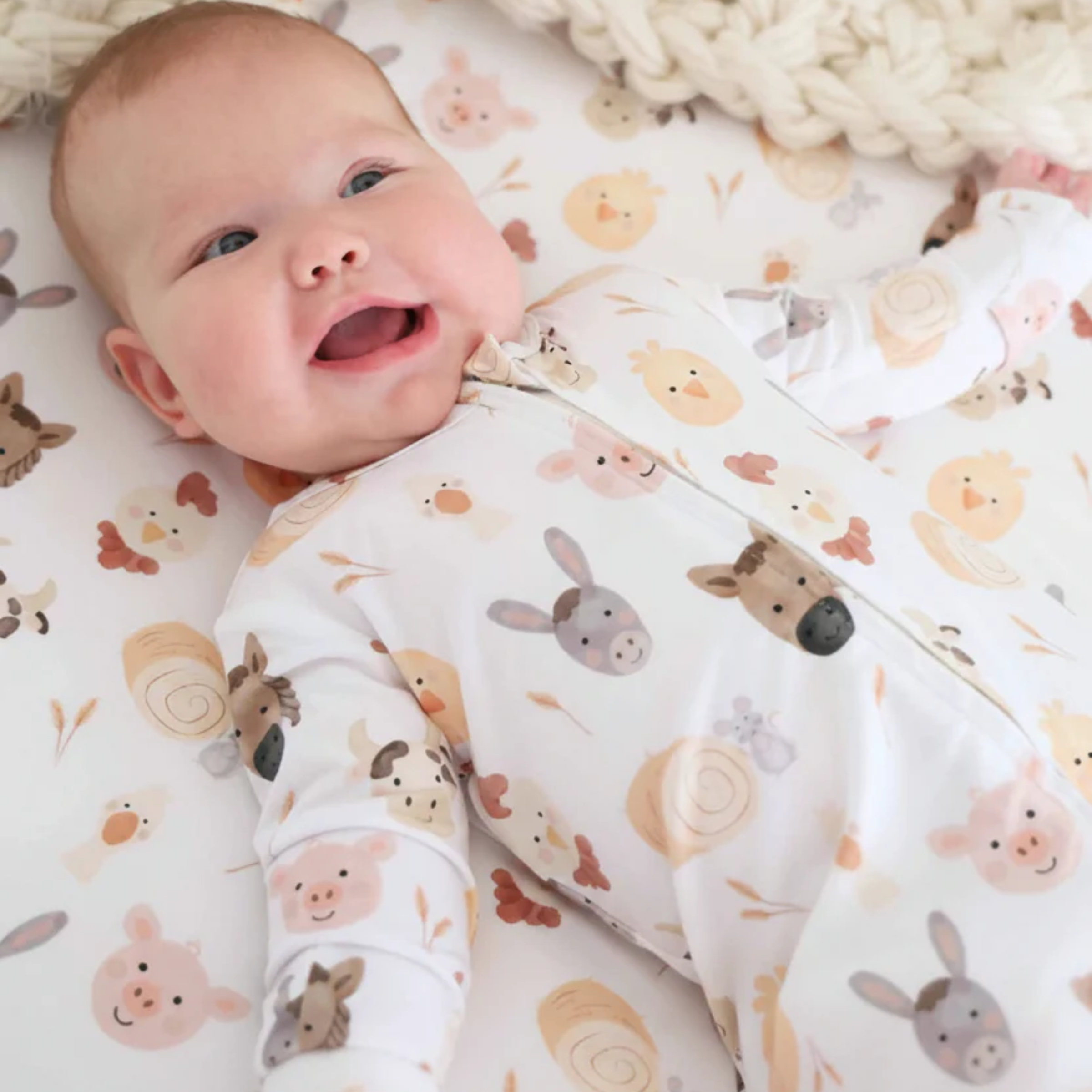 Caden Lane Zipper Footie - Barnyard Buddies, 0-3 M.