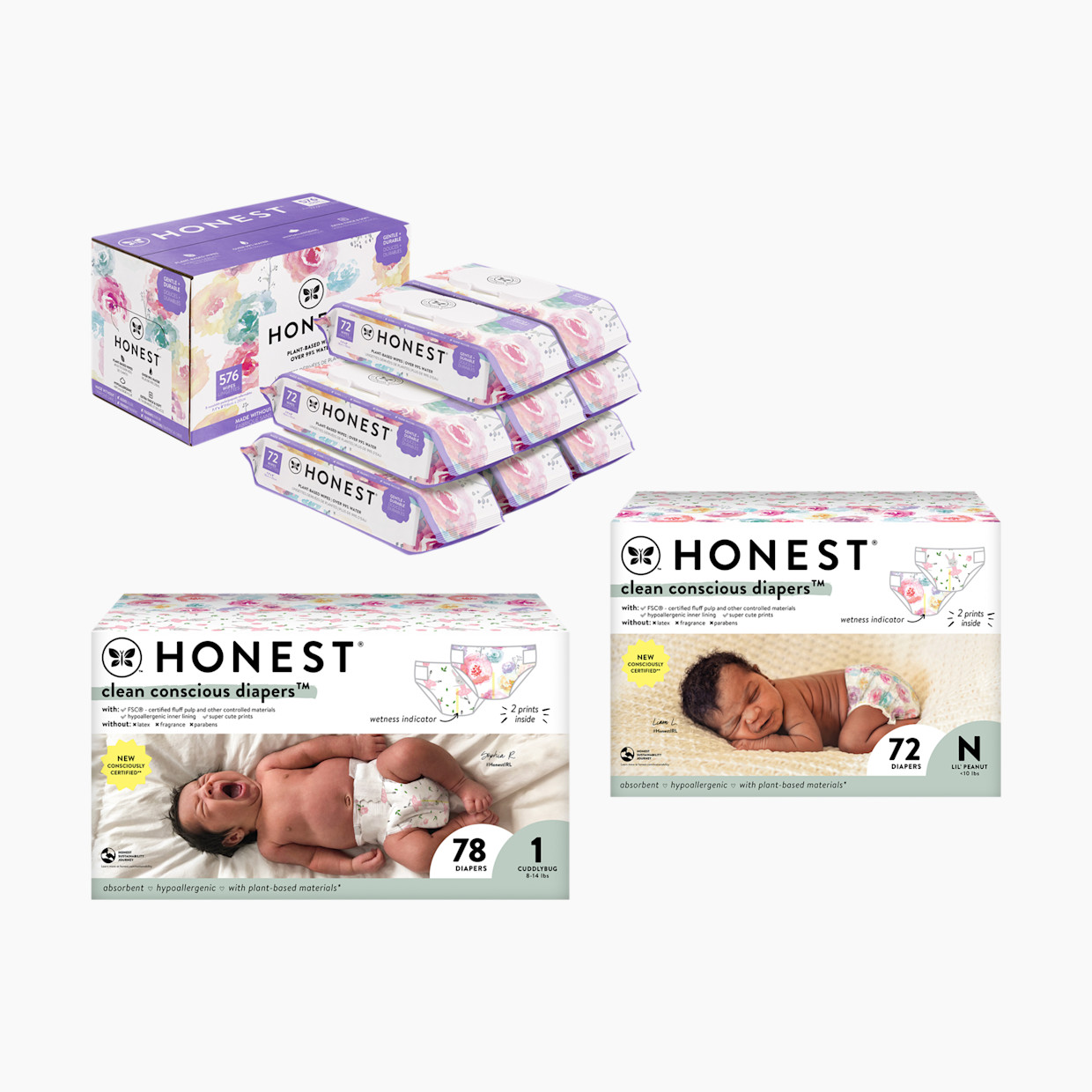 Honest Pink The Honest Company Newborn Diapers & Wipes Starter Bundle - Pink ...