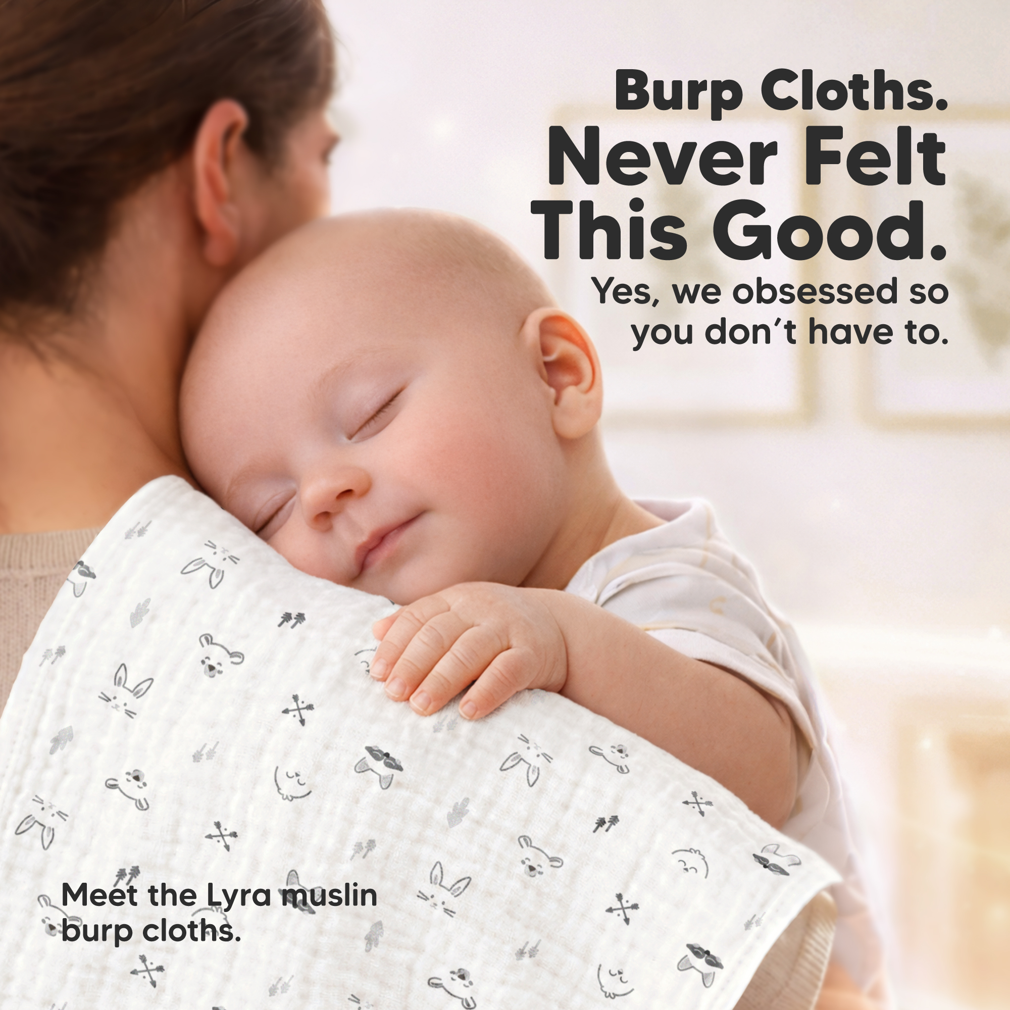 KeaBabies 5-Pack Lyra Muslin Burp Cloths - Nordic.