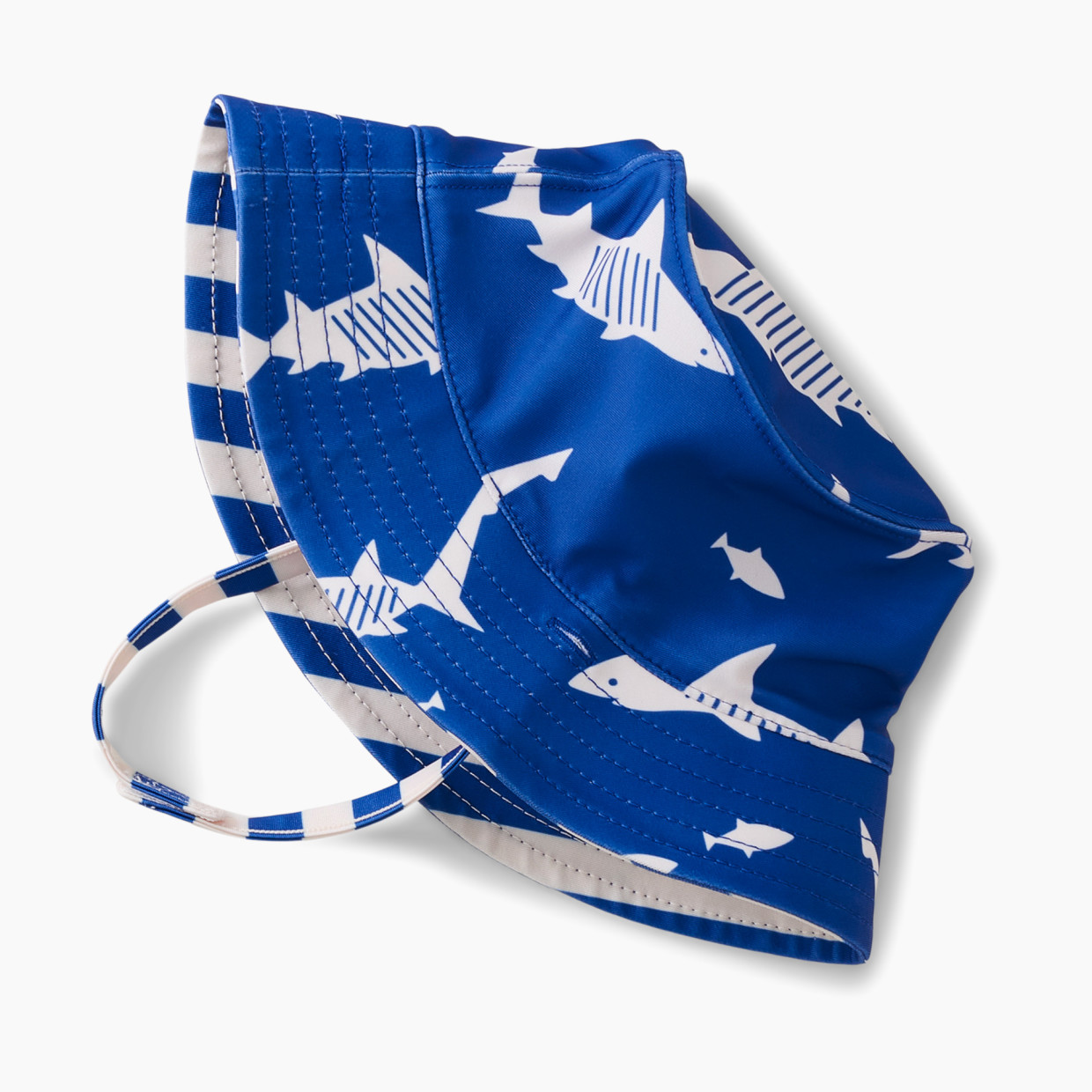 Tea Collection Reversible Sun Hat - Great White Sharks In Blue, 0-6 Months.