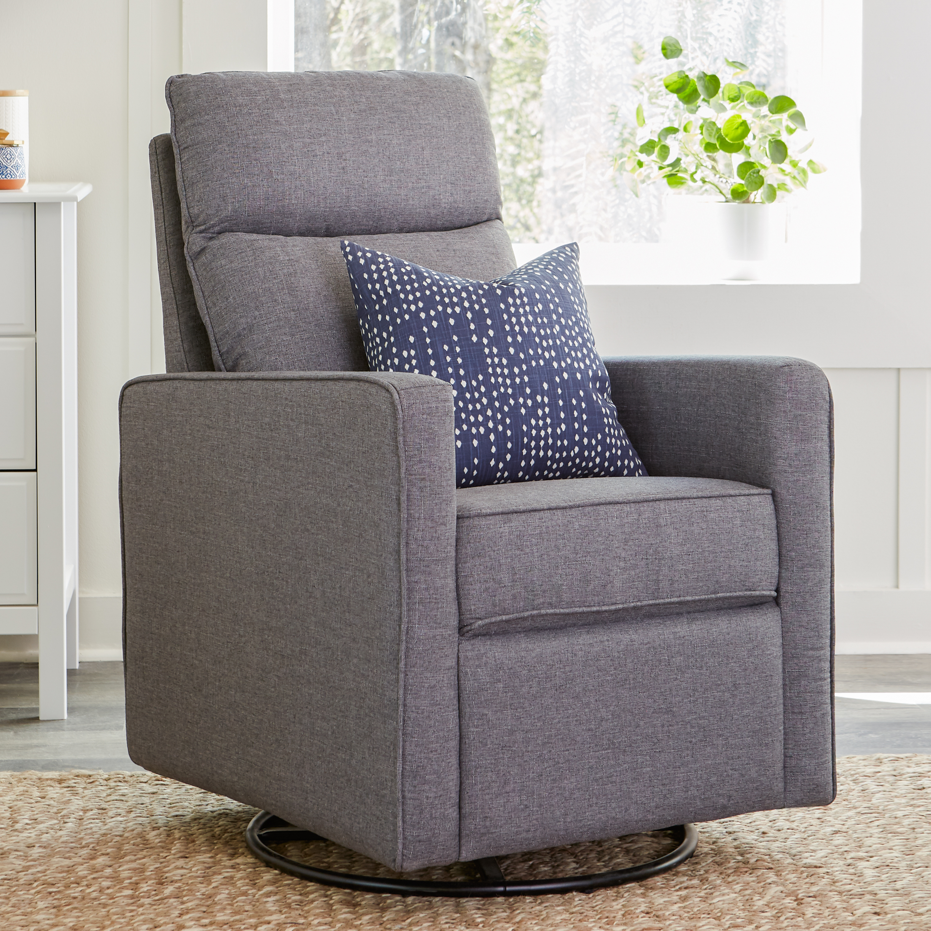 daVinci Gabby Pillowback Swivel Glider - Shadow Grey.