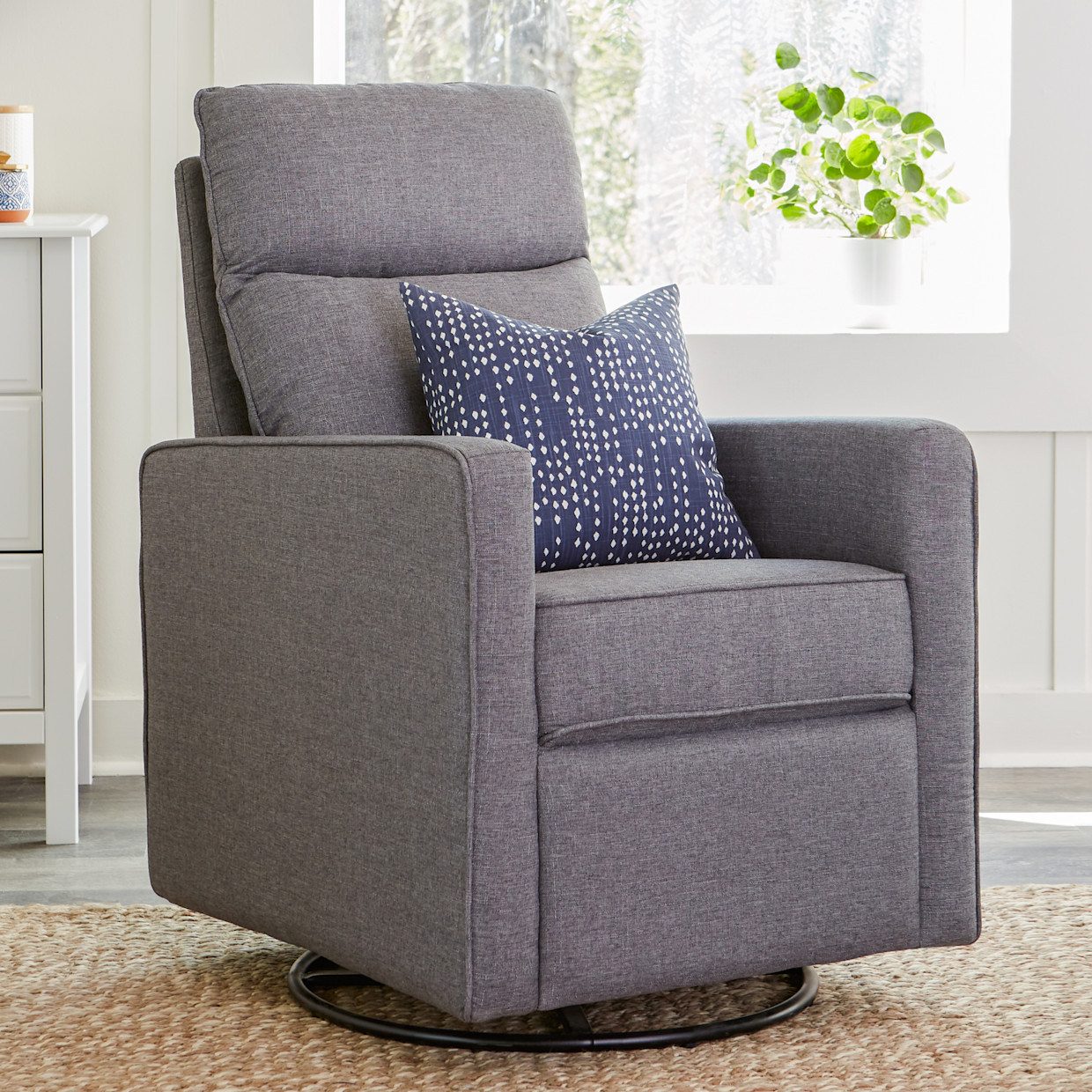 daVinci Gabby Pillowback Swivel Glider - Shadow Grey.
