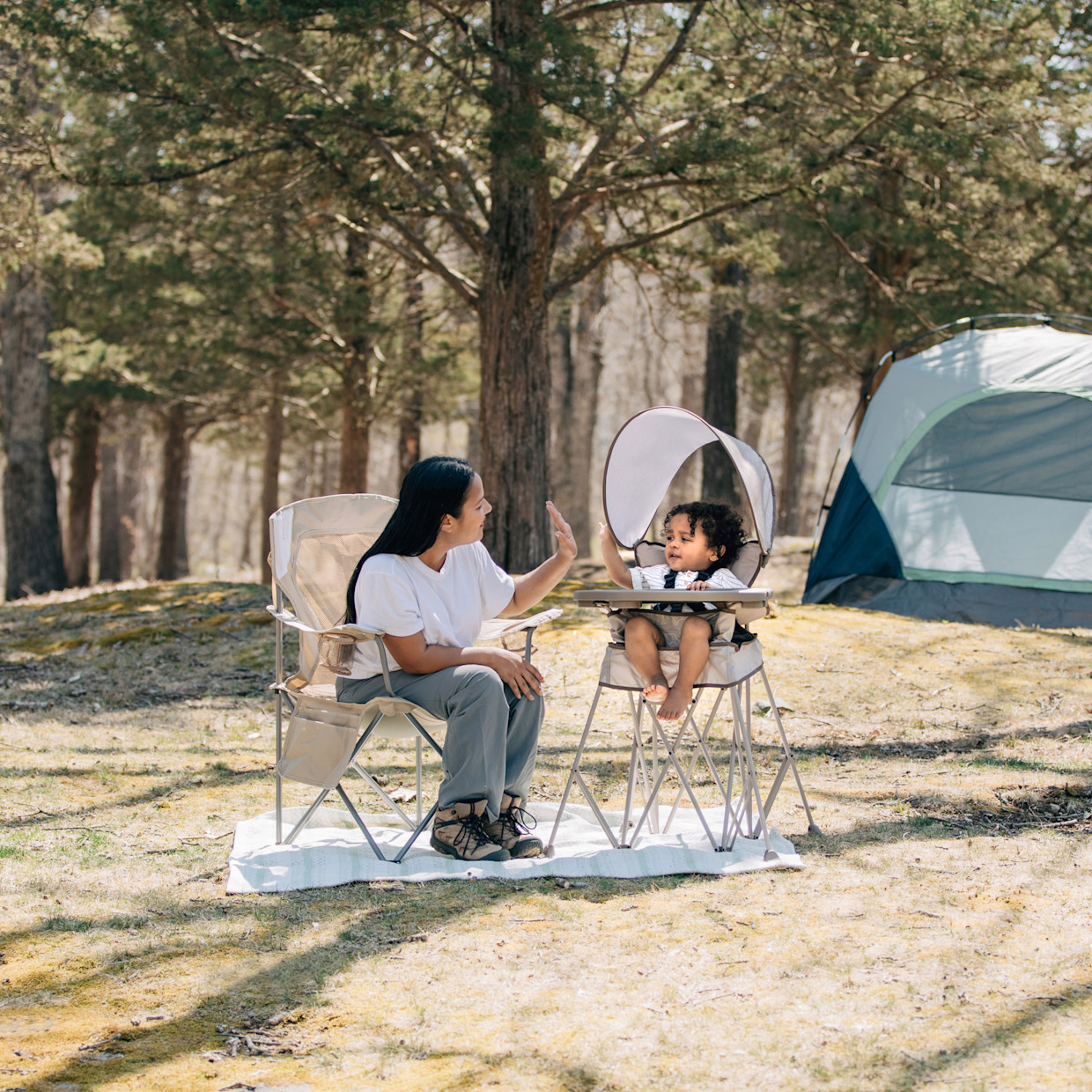Baby Delight Go With Me Uplift Deluxe Portable High Chair With Canopy - Sandstone.