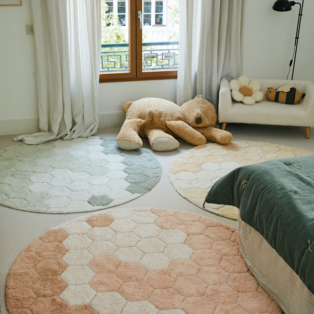 Lorena Canals Round Honeycomb Washable Rug.