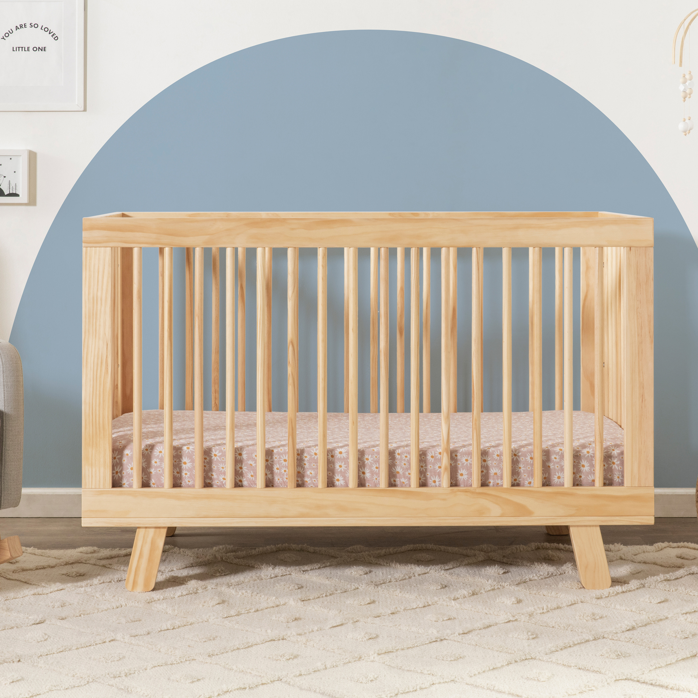 babyletto Hudson 3-in-1 Convertible Crib with Toddler Bed Conversion Kit - Natural.