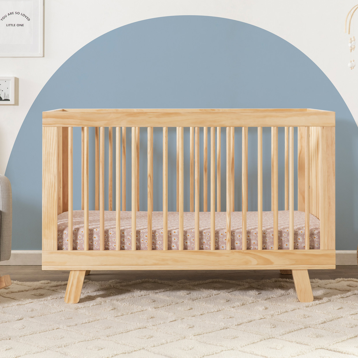 babyletto Hudson 3-in-1 Convertible Crib with Toddler Bed Conversion Kit - Natural.