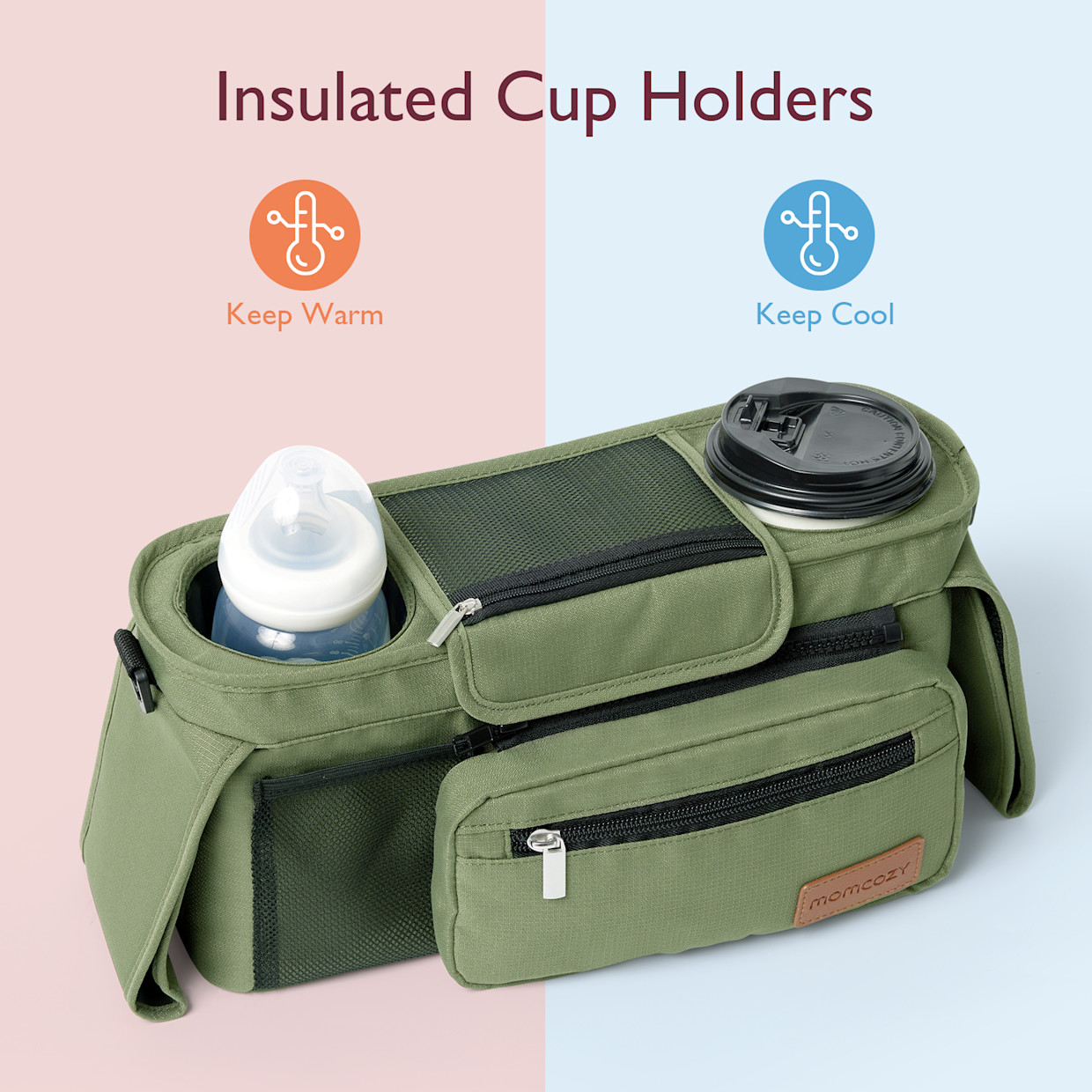 Momcozy Stroller Organizer - Dark Green.