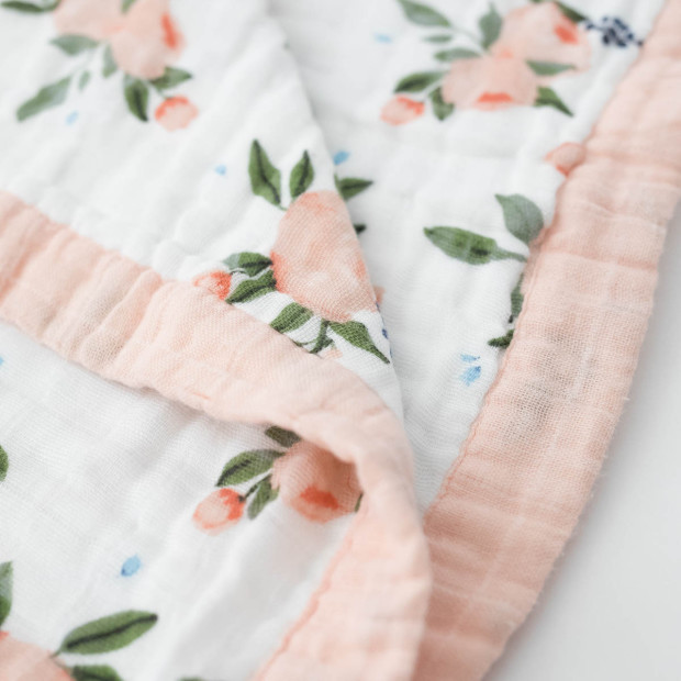 Little Unicorn Cotton Muslin Quilted Throw - Watercolor Roses.