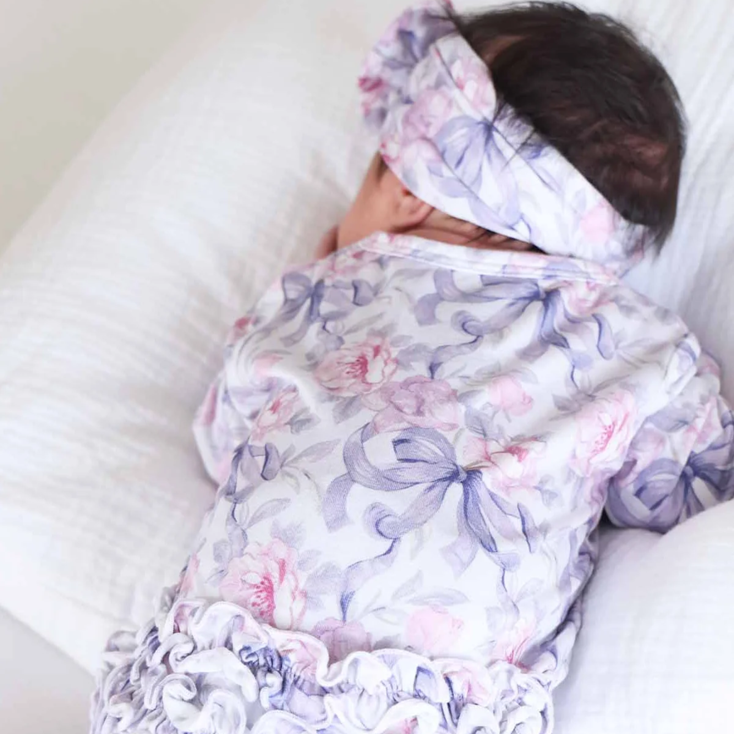 Caden Lane Ruffle Zipper Footie - Leighton's Lavender, 3-6 M.