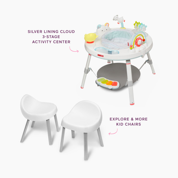 Skip Hop 3-Stage Activity Center and Kid Chairs Bundle - Silver Lining Cloud.