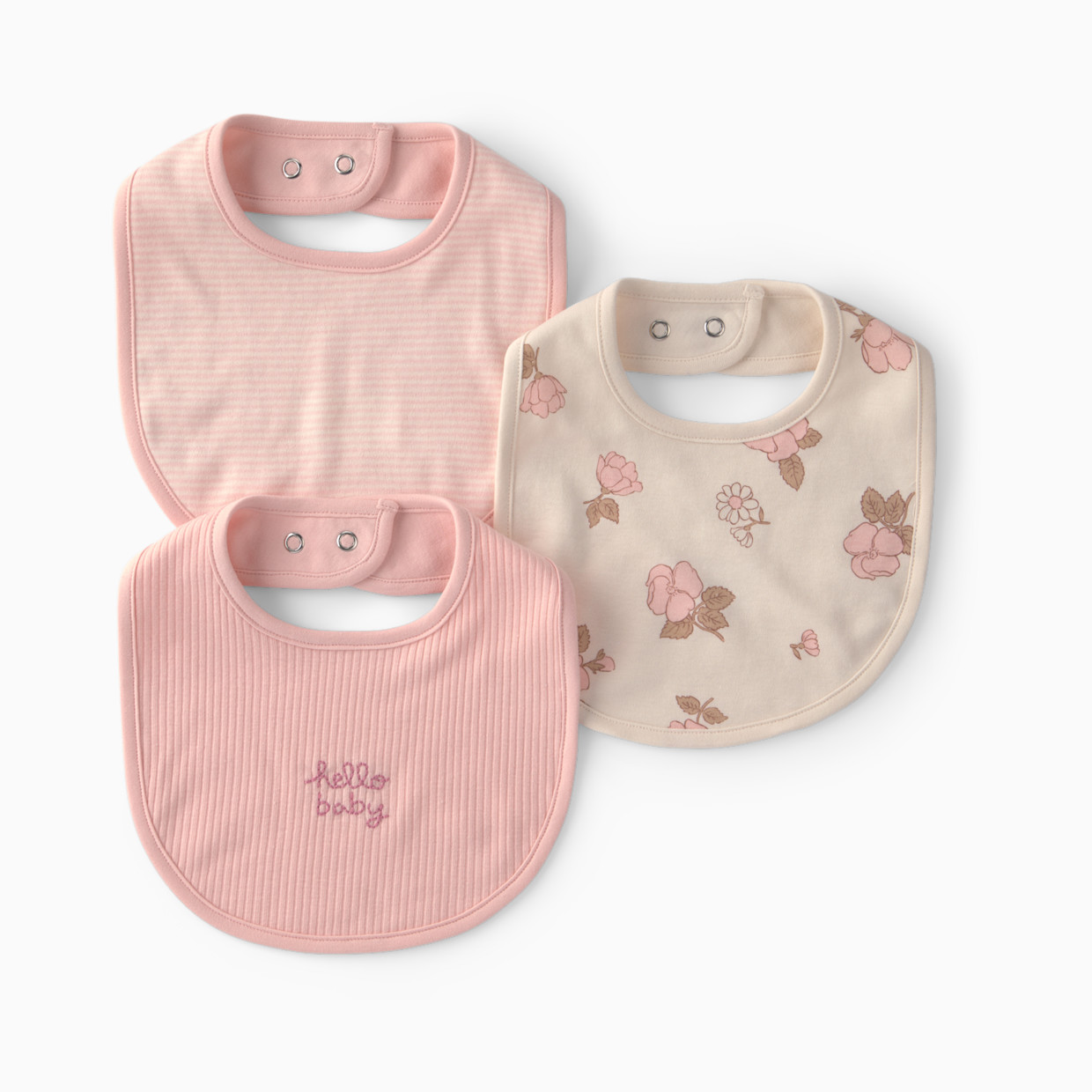 Carter's Bibs (3 Pack) - Pink/Ivory Floral, Osz.