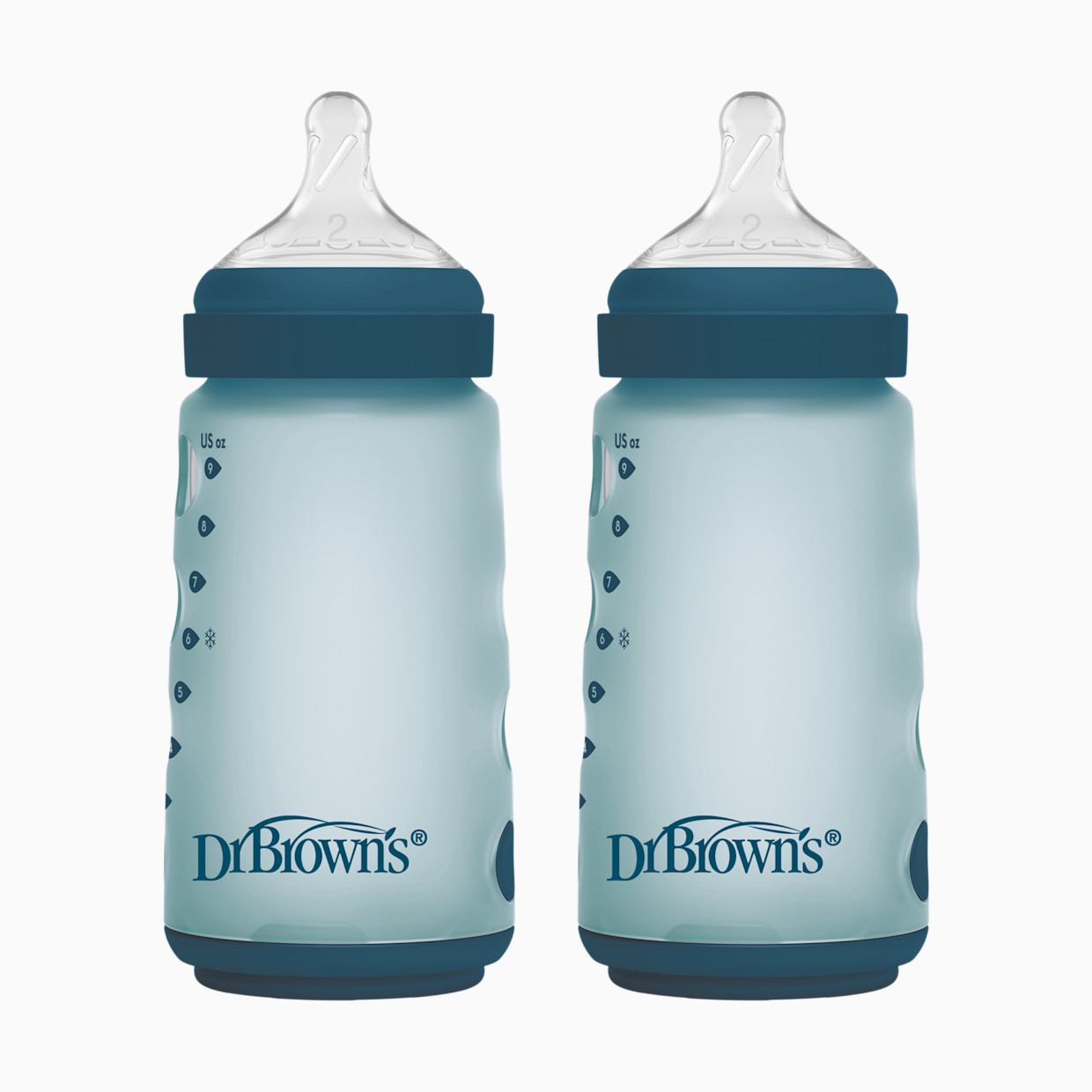 Dr. Brown's Options+ Wide-Neck Silicone Baby Bottles - Blue, 9 Oz.