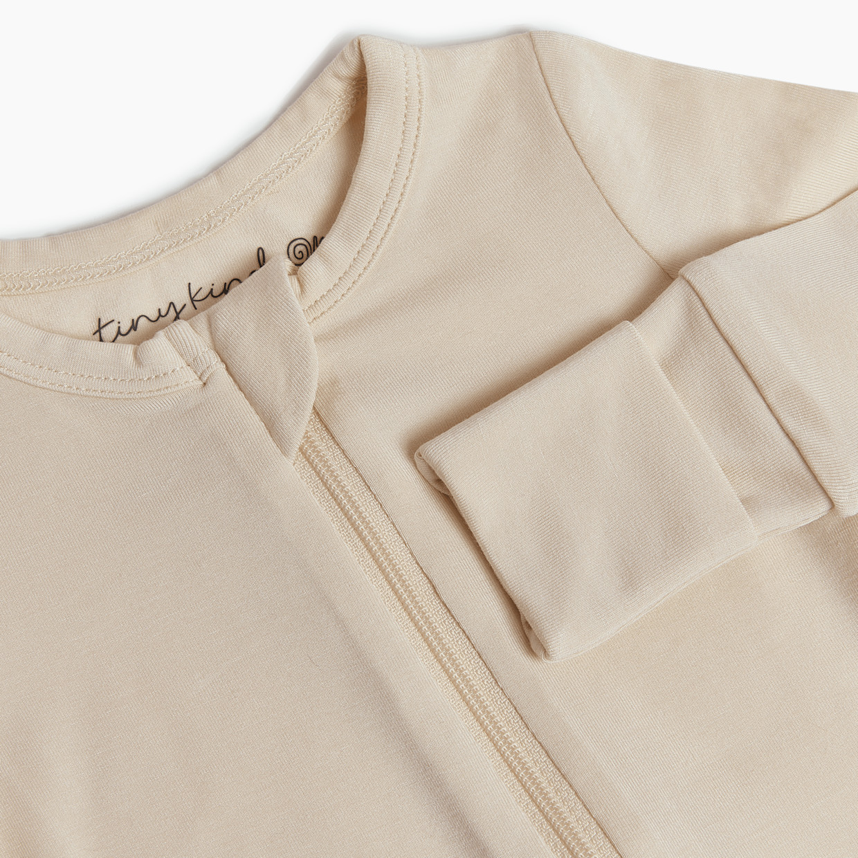 Tiny Kind Bamboo Viscose Convertible Footie - Oat, 3-6 M.