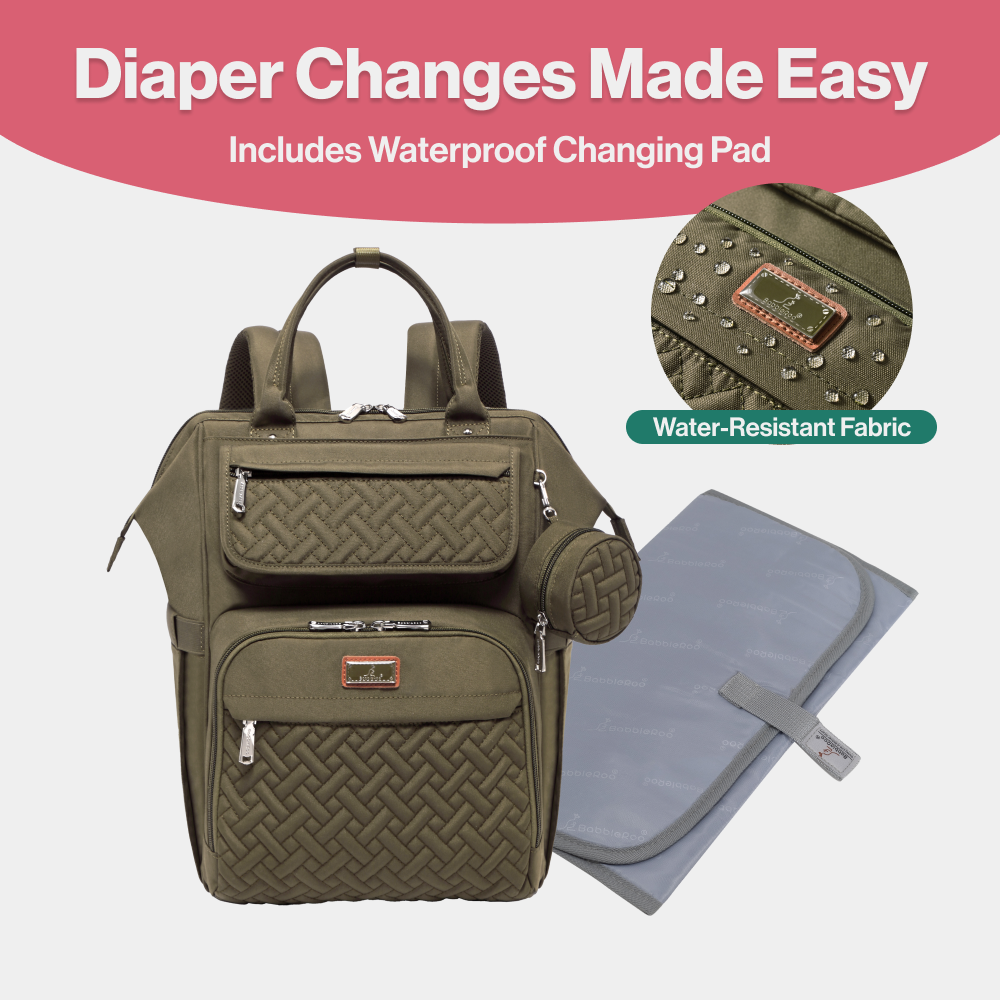 Babbleroo WideTop Diaper Bag Backpack - Army Green | Babylist Shop