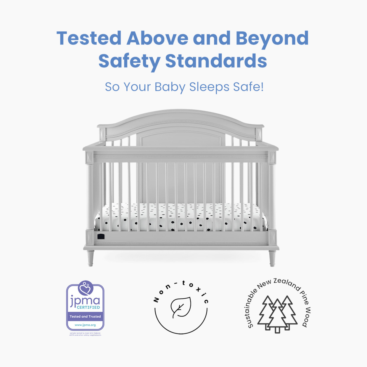 Simmons Kids Juliette 6-in-1 Convertible Crib with Toddler Rail - Moonstruck Grey.