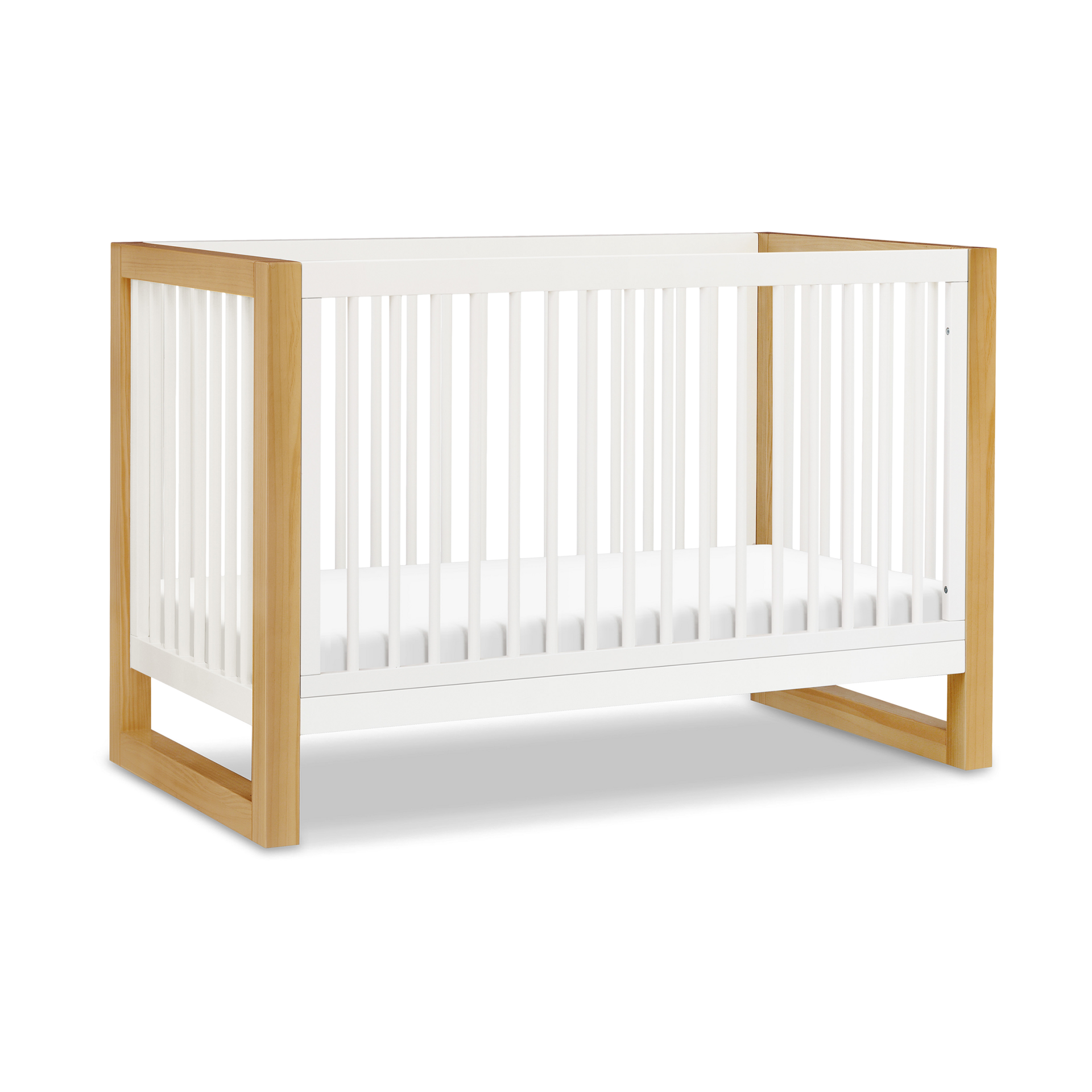 Namesake Nantucket 3-in-1 Convertible Crib with Toddler Bed Conversion Kit - Warm White/Honey.